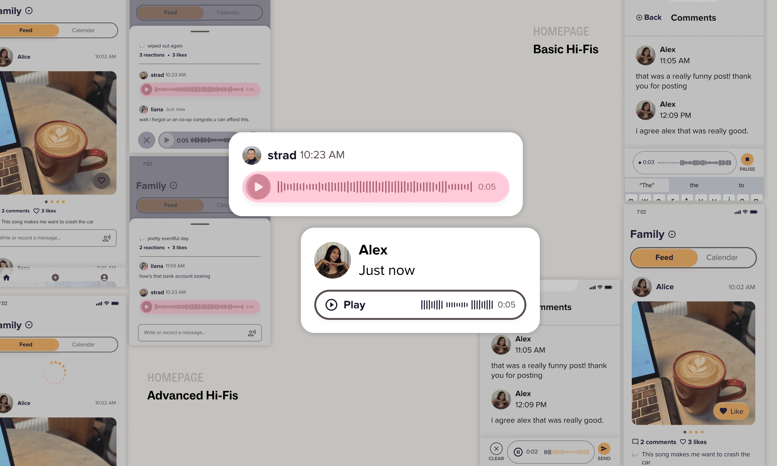 High-fidelity prototype screens of the Homepage with reusable components